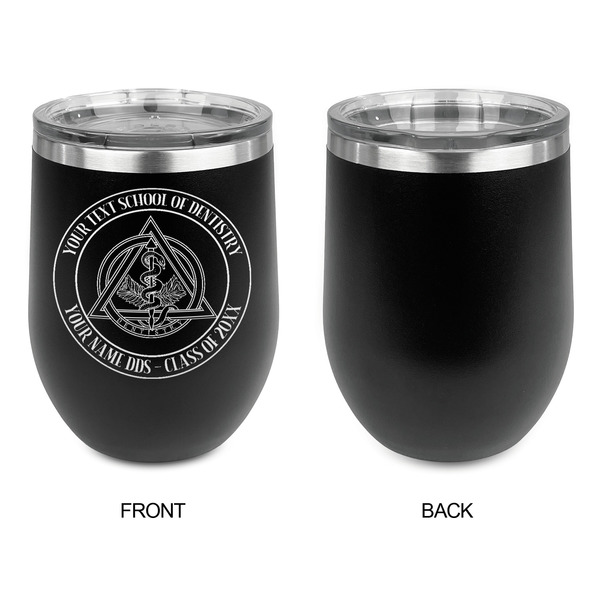 Dental Insignia / Emblem Stainless Wine Tumblers - Black - Single Sided - Approval