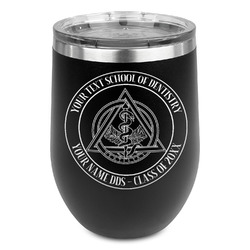 Dental Insignia / Emblem Stemless Stainless Steel Wine Tumbler - Black - Single-Sided (Personalized)