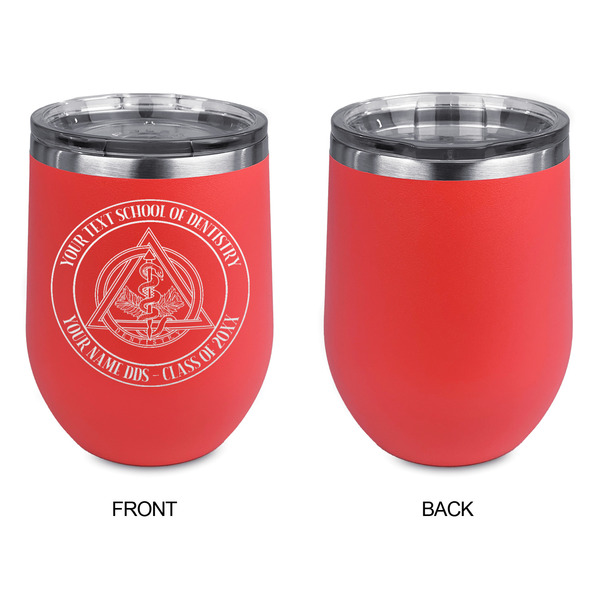 Dental Insignia / Emblem Stainless Wine Tumblers - Coral - Single Sided - Approval