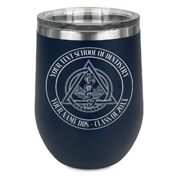 Dental Insignia / Emblem Stemless Stainless Steel Wine Tumbler - Navy - Double-Sided (Personalized)