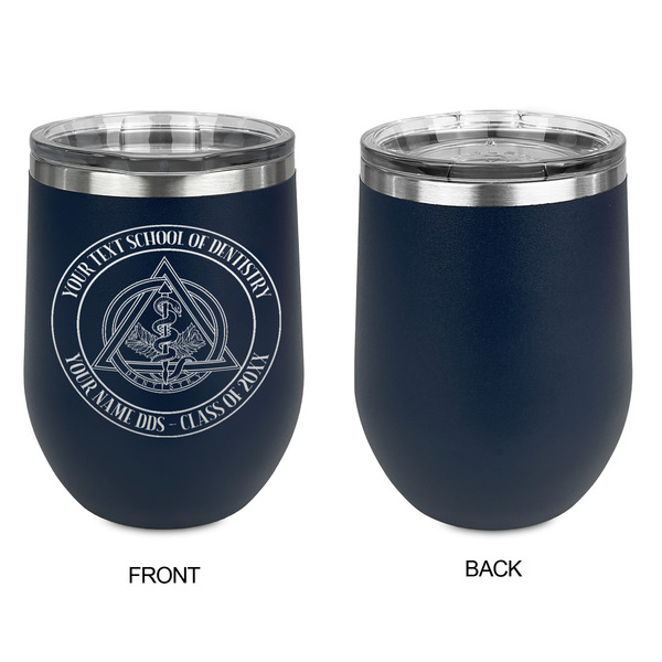 Dental Insignia / Emblem Stainless Wine Tumblers - Navy - Single Sided - Approval