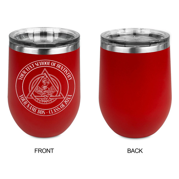 Dental Insignia / Emblem Stainless Wine Tumblers - Red - Single Sided - Approval