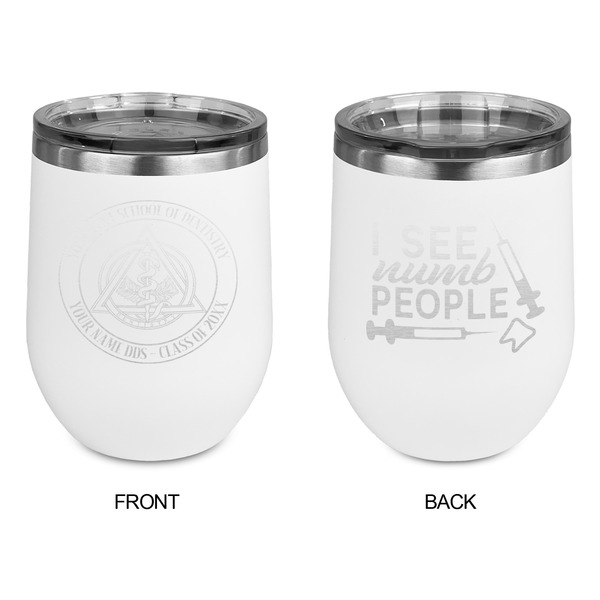 Dental Insignia / Emblem Stainless Wine Tumblers - White - Double Sided - Approval