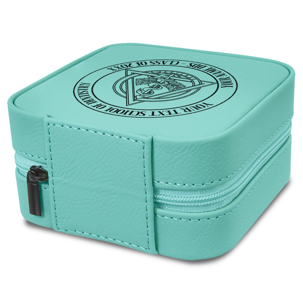 Dental Insignia / Emblem Travel Jewelry Boxes - Leather - Teal - View from Rear
