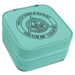 Dental Insignia / Emblem Travel Jewelry Box - Teal Leather (Personalized)