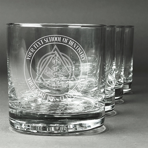 Custom Dental Insignia / Emblem Whiskey Glasses - Engraved - Set of 4 (Personalized)