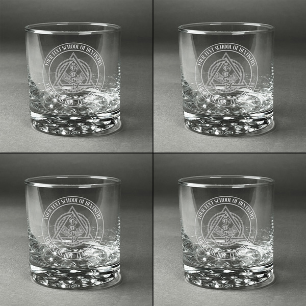 Dental Insignia / Emblem Whiskey Glasses - Set of 4 - Front