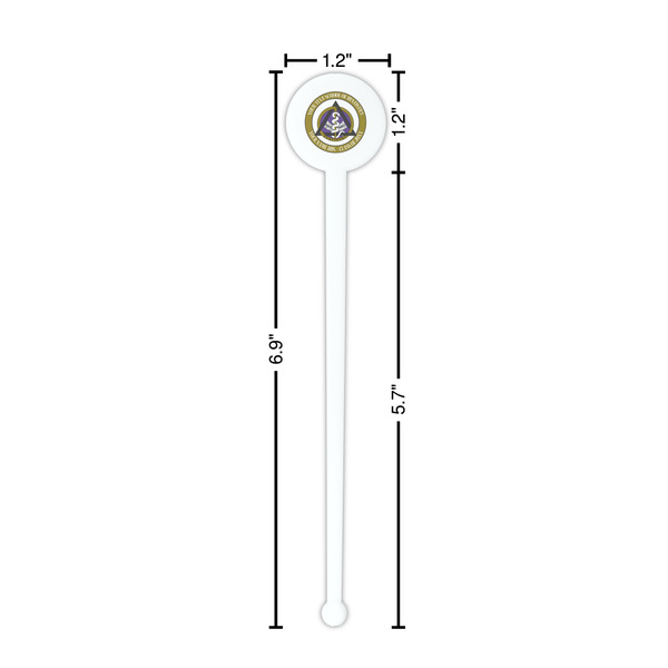 Dental Insignia / Emblem White Plastic 7" Stir Stick - Round - Dimensions