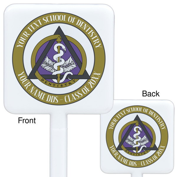 Dental Insignia / Emblem White Plastic Stir Stick - Double Sided - Front & Back
