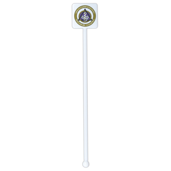 Dental Insignia / Emblem White Plastic Stir Stick - Double Sided - Square - Single Stick
