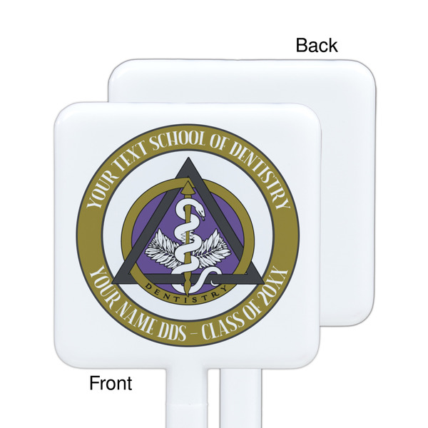 Dental Insignia / Emblem White Plastic Stir Stick - Single Sided - Square - Front & Back