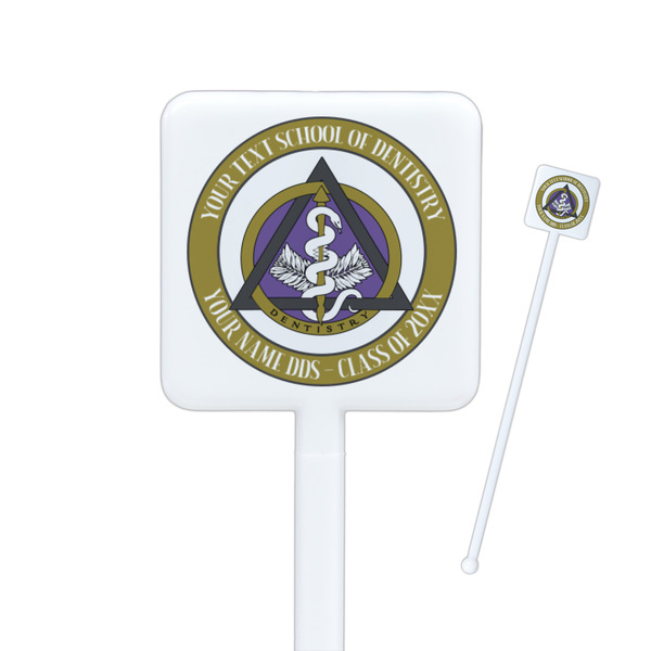 Custom Dental Insignia / Emblem Square Plastic Stir Sticks (Personalized)