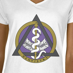 Dental Insignia / Emblem Women's V-Neck T-Shirt - White - 3XL