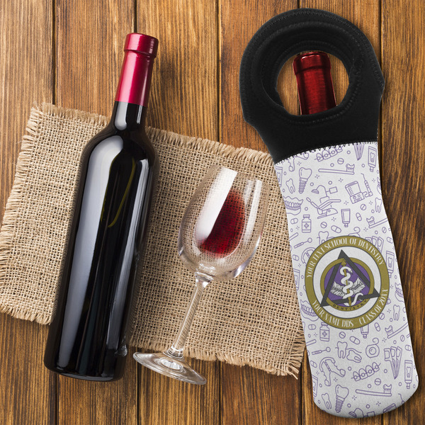 Dental Insignia / Emblem Wine Tote Bag - On Table