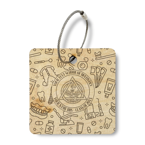 Custom Dental Insignia / Emblem Wood Luggage Tag - Square (Personalized)