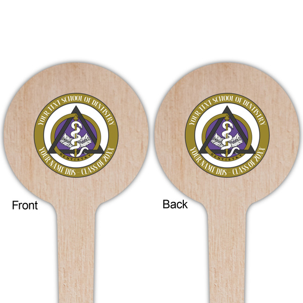 Dental Insignia / Emblem Wooden 4" Food Pick - Round - Double Sided - Front & Back