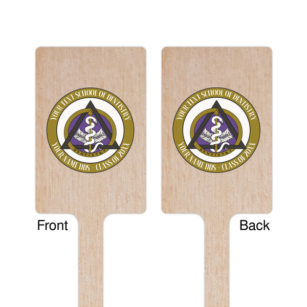 Dental Insignia / Emblem Wooden 6.25" Stir Stick - Rectangular - Double Sided - Front & Back
