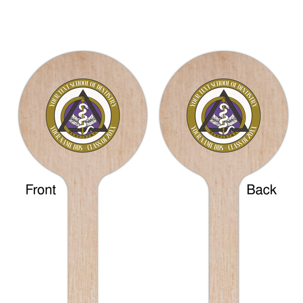 Dental Insignia / Emblem Wooden 6" Stir Stick - Round - Double Sided - Front & Back