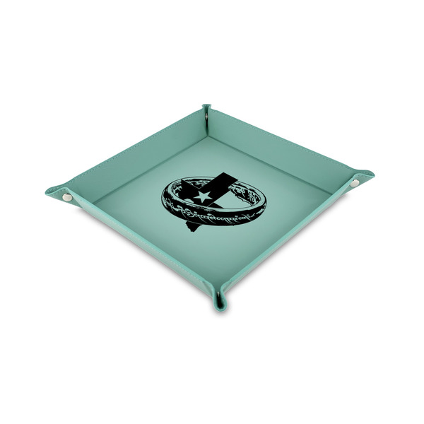 Custom Middle Earth: Strategy Battle Game Faux Leather Dice Tray - 6" x 6" - Teal