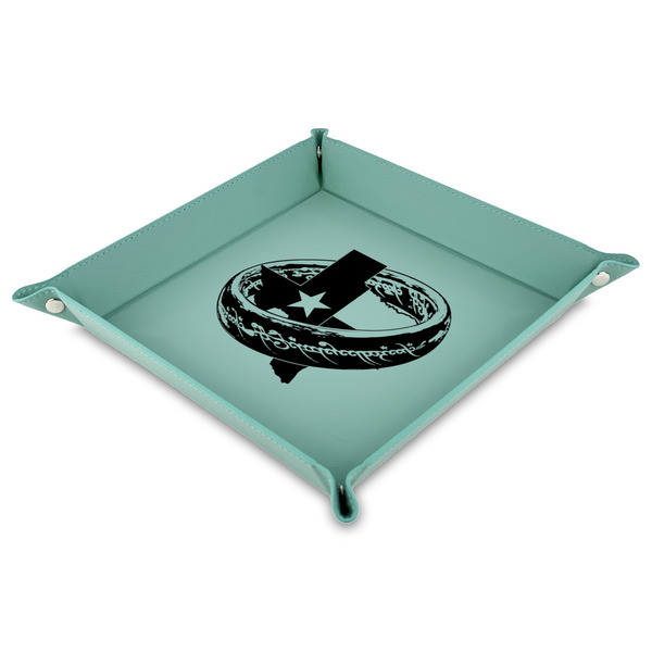 Custom Middle Earth: Strategy Battle Game Faux Leather Dice Tray - 9" x 9"  - Teal