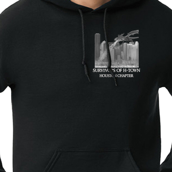 Middle Earth: Strategy Battle Game - Houston Chapter Black Hoodie on Model - CloseUp