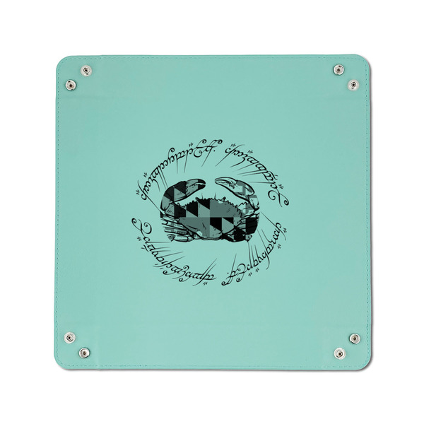 Maryland ME:SBG Crab Logo 6" x 6" Teal Leatherette Snap Up Tray - APPROVAL