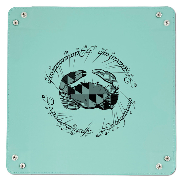 Maryland ME:SBG Crab Logo 9" x 9" Teal Leatherette Snap Up Tray - APPROVAL