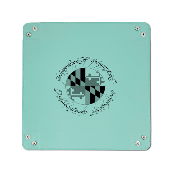 Maryland ME:SBG Flag Logo 6" x 6" Teal Leatherette Snap Up Tray - APPROVAL