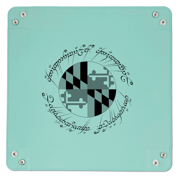 Maryland ME:SBG Flag Logo 9" x 9" Teal Leatherette Snap Up Tray - APPROVAL