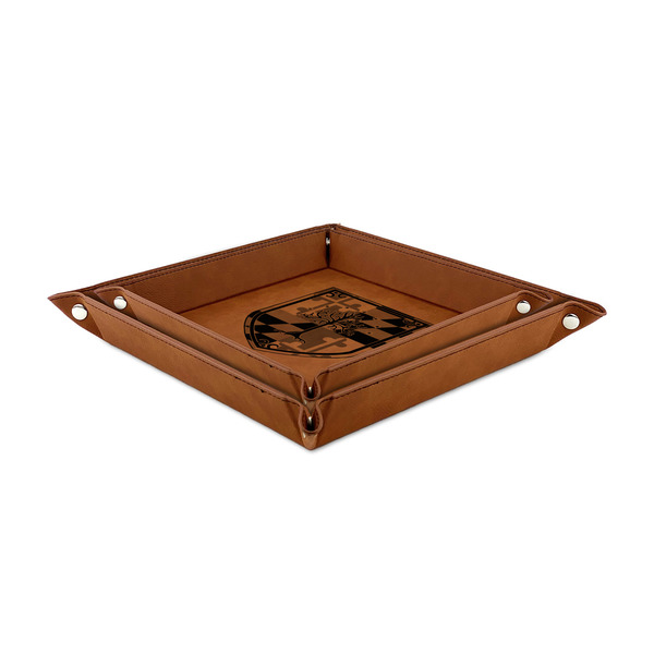 Maryland ME:SBG Coat of Arms Logo Leather Valet Trays - TRAYS STACKED (both trays)