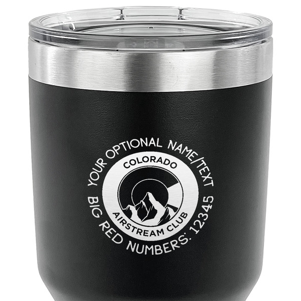 Colorado Airstream Club 30 oz Stainless Steel Ringneck Tumbler - Black - CLOSE UP