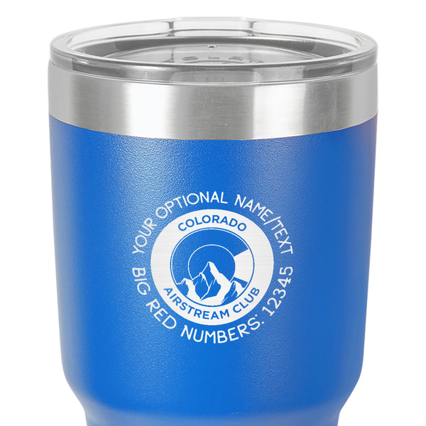 Colorado Airstream Club 30 oz Stainless Steel Ringneck Tumbler - Blue - Close Up