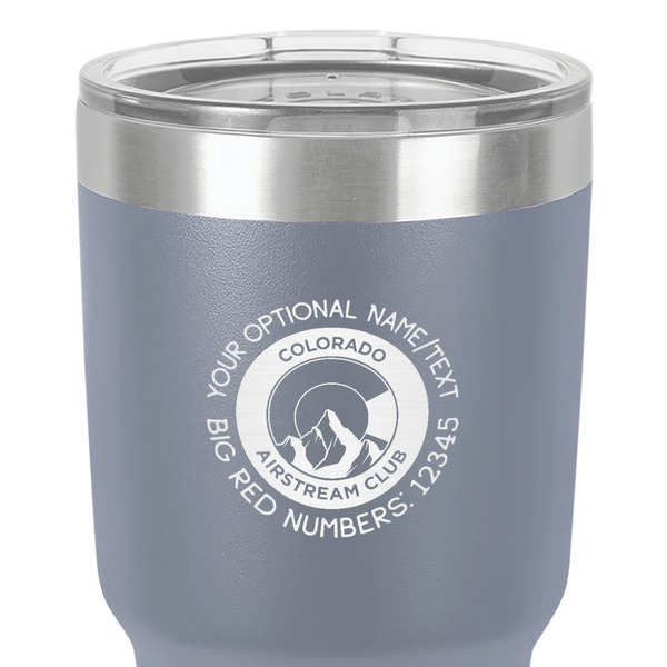 Colorado Airstream Club 30 oz Stainless Steel Ringneck Tumbler - Grey - Close Up