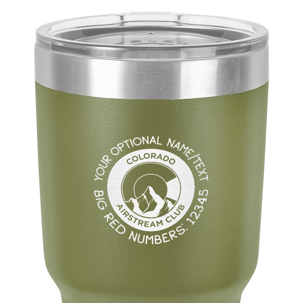 Colorado Airstream Club 30 oz Stainless Steel Ringneck Tumbler - Olive - Close Up