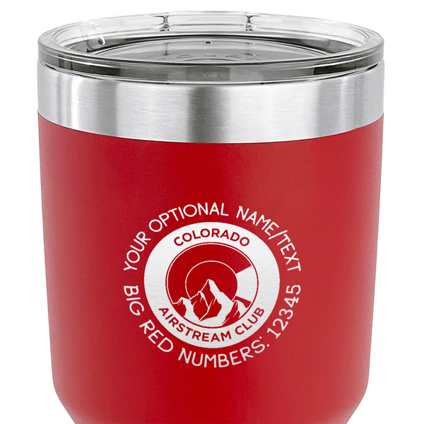Colorado Airstream Club 30 oz Stainless Steel Ringneck Tumbler - Red - CLOSE UP