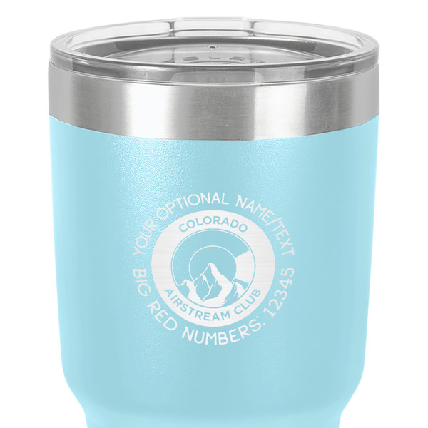 Colorado Airstream Club 30 oz Stainless Steel Ringneck Tumbler - Teal - Close Up