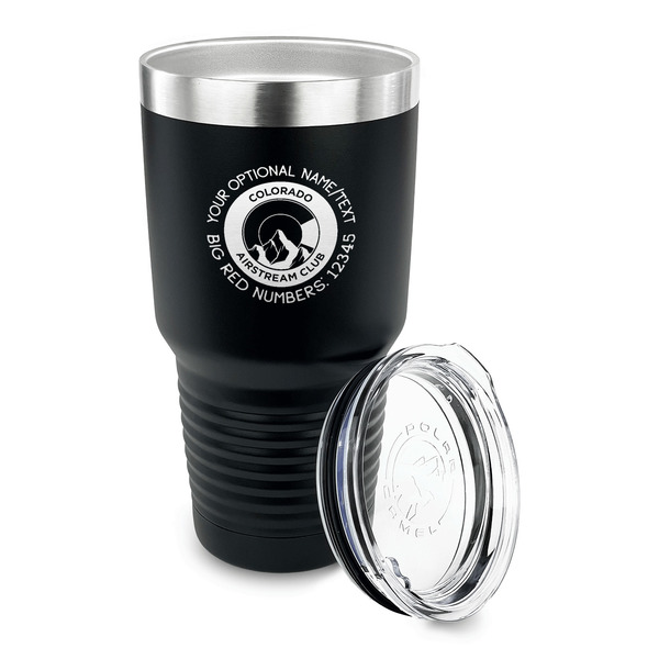 Colorado Airstream Club 30 oz Stainless Steel Ringneck Tumblers - Black - LID OFF