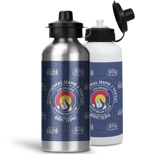 Colorado Airstream Club Aluminum Water Bottles - MAIN (white &silver)