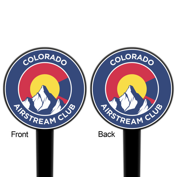 Colorado Airstream Club Black Plastic 4" Food Pick - Round - Double Sided - Front & Back