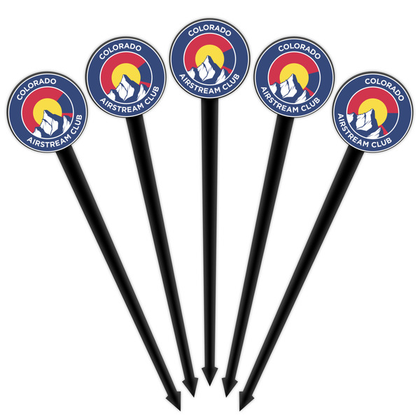 Colorado Airstream Club Black Plastic 4" Food Pick - Round - Fan View