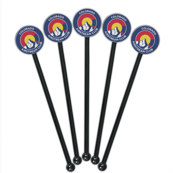 Colorado Airstream Club Black Plastic 5.5" Stir Stick - Round - Fan View