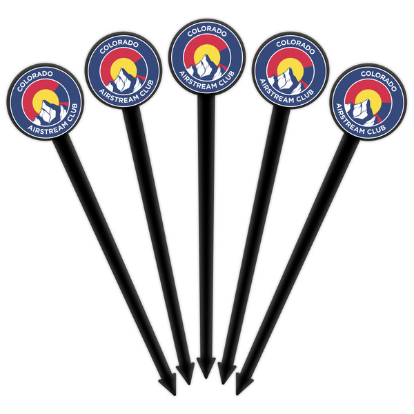 Colorado Airstream Club Black Plastic 6" Food Pick - Round - Fan View