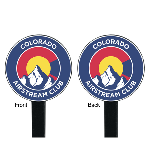 Colorado Airstream Club Black Plastic 7" Stir Stick - Double Sided - Round - Front & Back