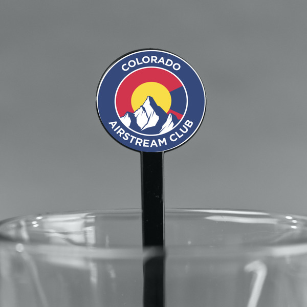 Colorado Airstream Club Black Plastic 7" Stir Stick - Round - Main