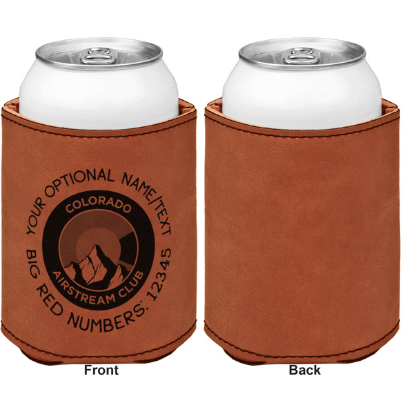 Colorado Airstream Club Cognac Leatherette Can Sleeve - Single Sided Front and Back