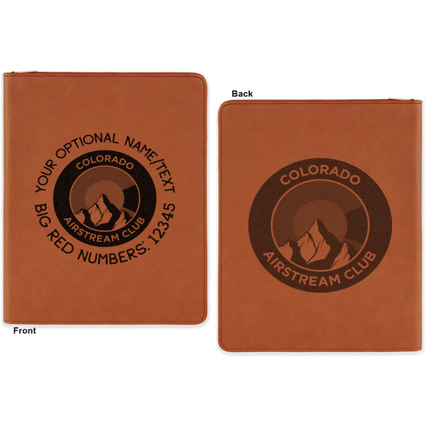 Colorado Airstream Club Cognac Leatherette Zipper Portfolios with Notepad - Double Sided - Apvl