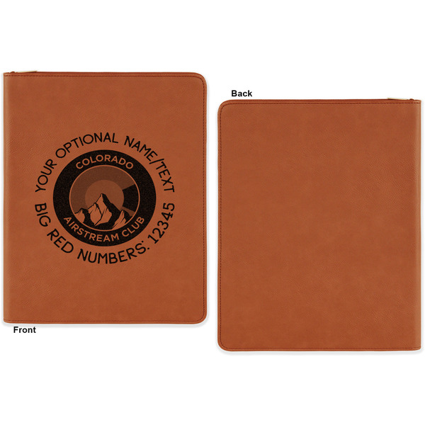 Colorado Airstream Club Cognac Leatherette Zipper Portfolios with Notepad - Single Sided - Apvl