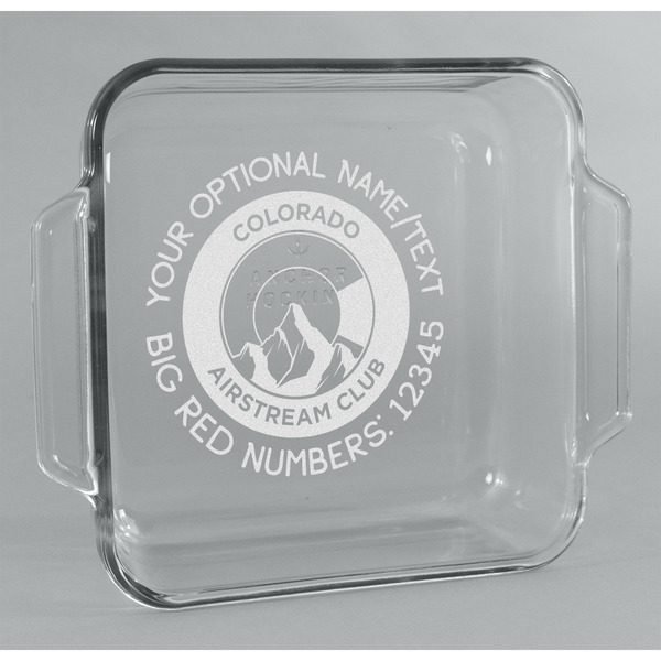 Custom Colorado Airstream Club Glass Cake Dish - 8in x 8in