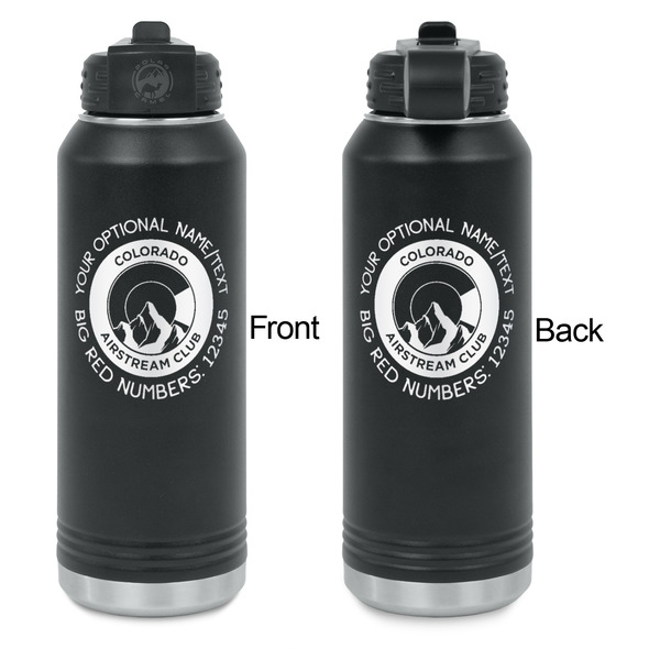 Colorado Airstream Club Laser Engraved Water Bottles - Front & Back Engraving - Front & Back View