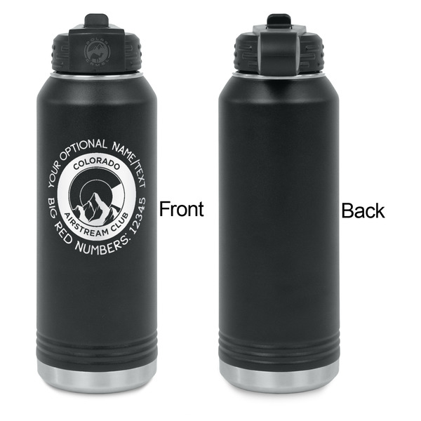 Colorado Airstream Club Laser Engraved Water Bottles - Front Engraving - Front & Back View
